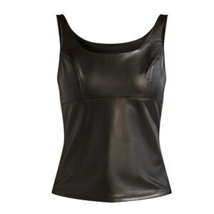 Sofia by Sofia Vergara Black Fitted Bustier Faux Leather Tank Top L NWT